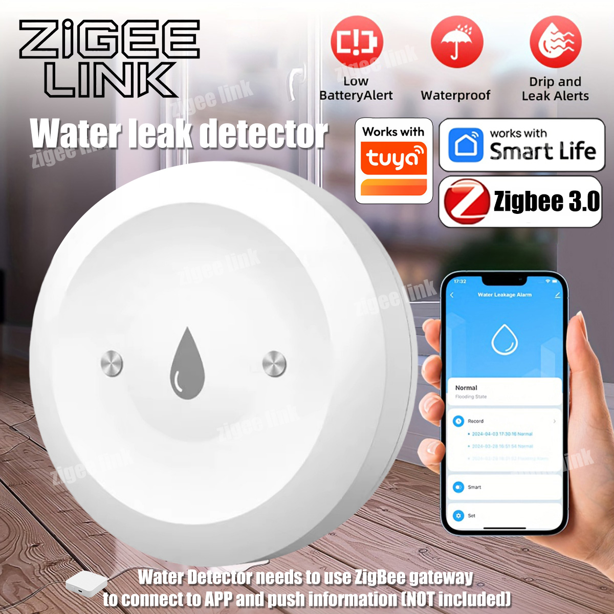 Water Alarm Sensor - Czujnik wody ZigBee 3.0, inteligentny detektor